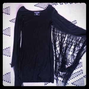 Stunning killstar black fringe sleeve dress